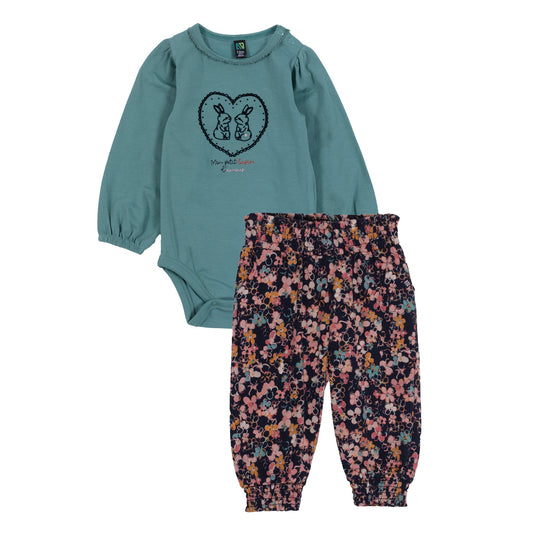 Baby Girl Mint Two-Piece Diaper Set