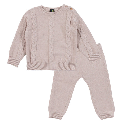 Ensemble chandail en tricot deux-pièces  Bébé Garcon Beige