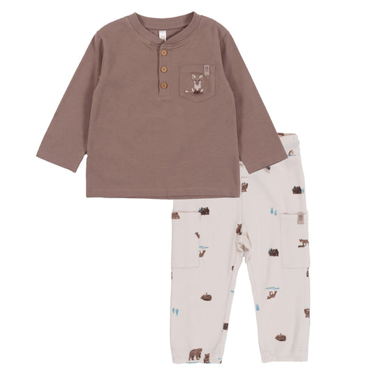 Ensemble t-shirt deux-pièces  Bébé Garcon Brun