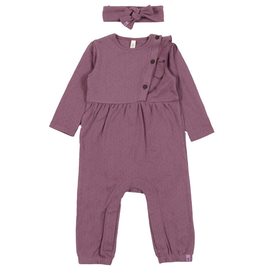 Baby Girl Mauve Romper with Headband