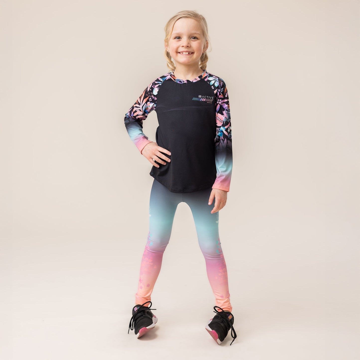 T-shirt manches longues athlétique  Filles Noir