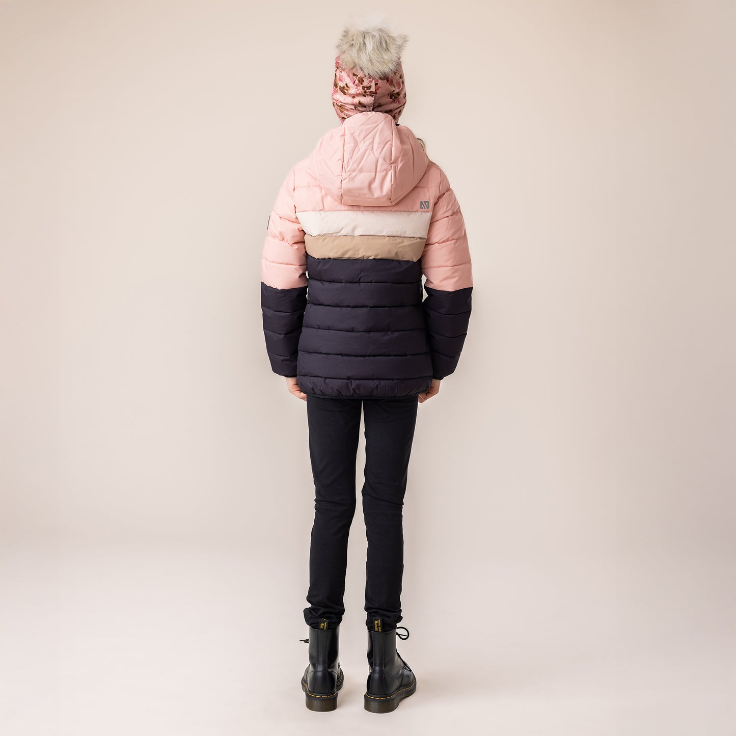 Girls' Quilted Coat in Pale Pink