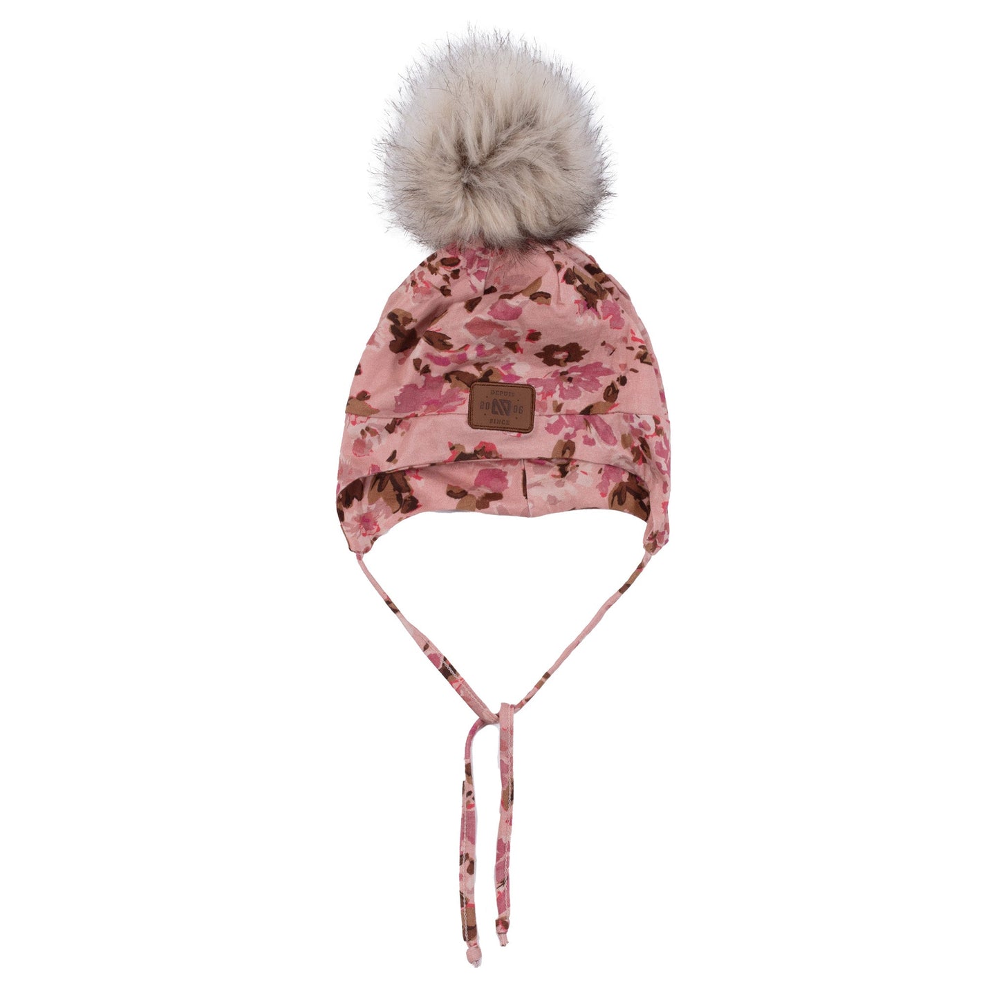 Girls' Microfleece Lined Jersey Beanie with Ears, Pale Pink