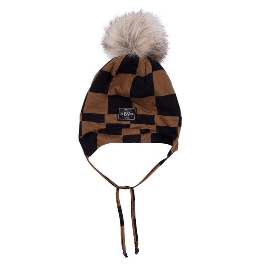 Tuque en jersey avec oreilles doublée en micropolaire  Garçons Taupe