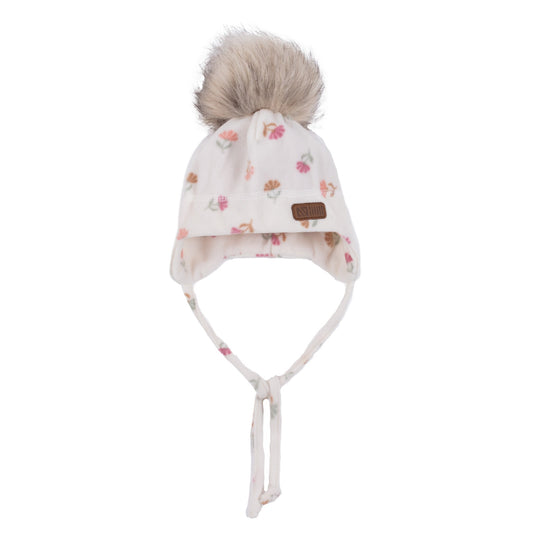 Tuque en micropolaire avec oreilles bébé Filles Ivoire