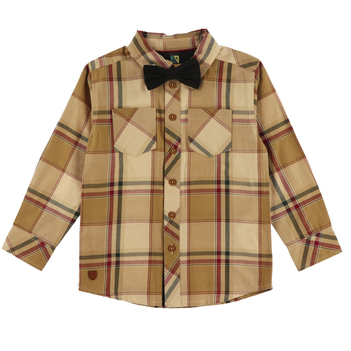 Chemise à Carreaux Taupe Garçons