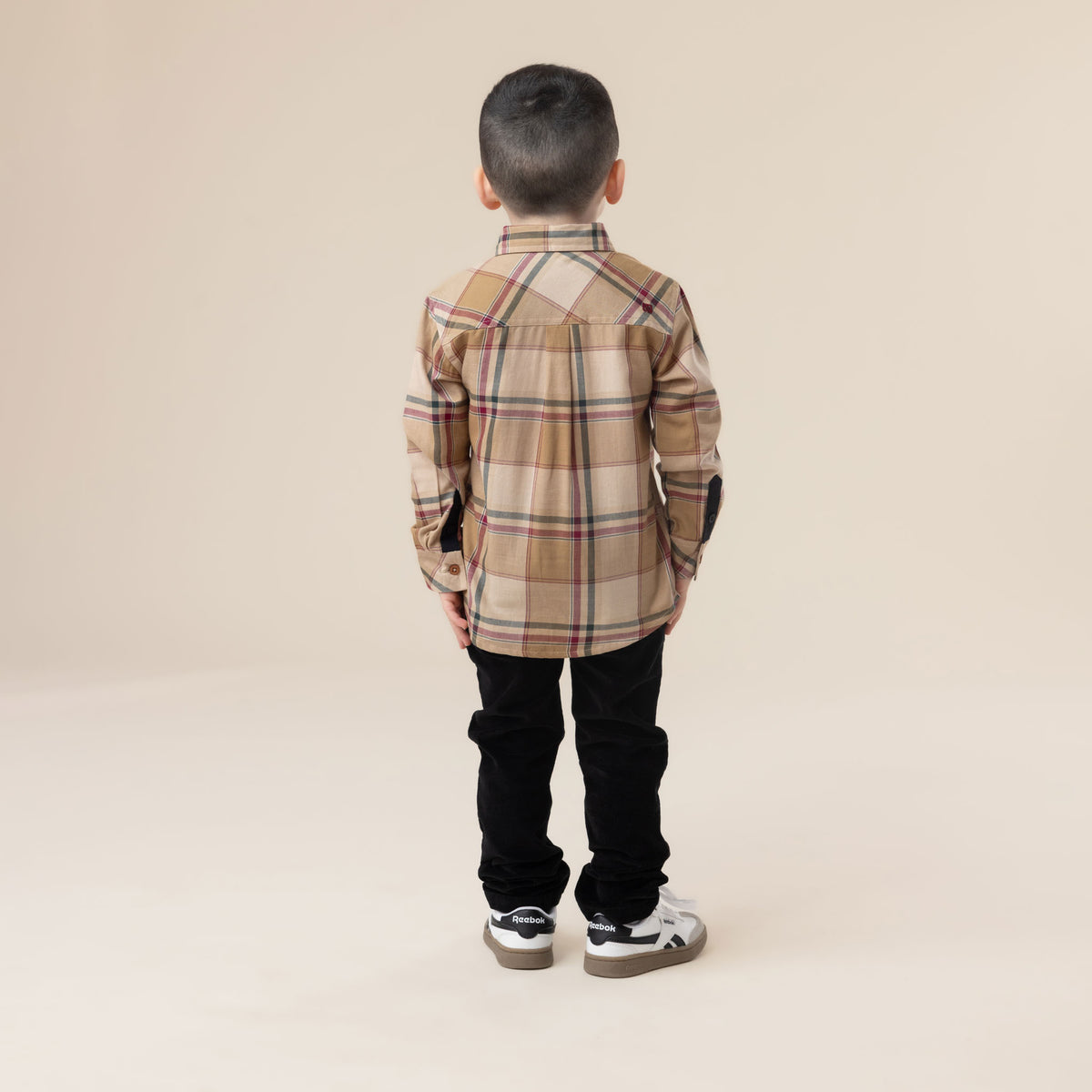 Chemise à Carreaux Taupe Garçons