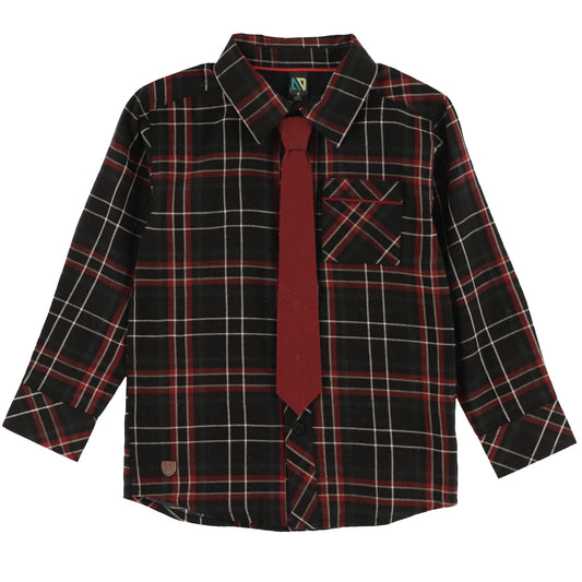 Chemise à Carreaux Noire Garçons