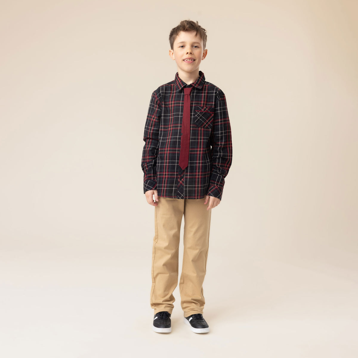 Chemise à Carreaux Noire Garçons