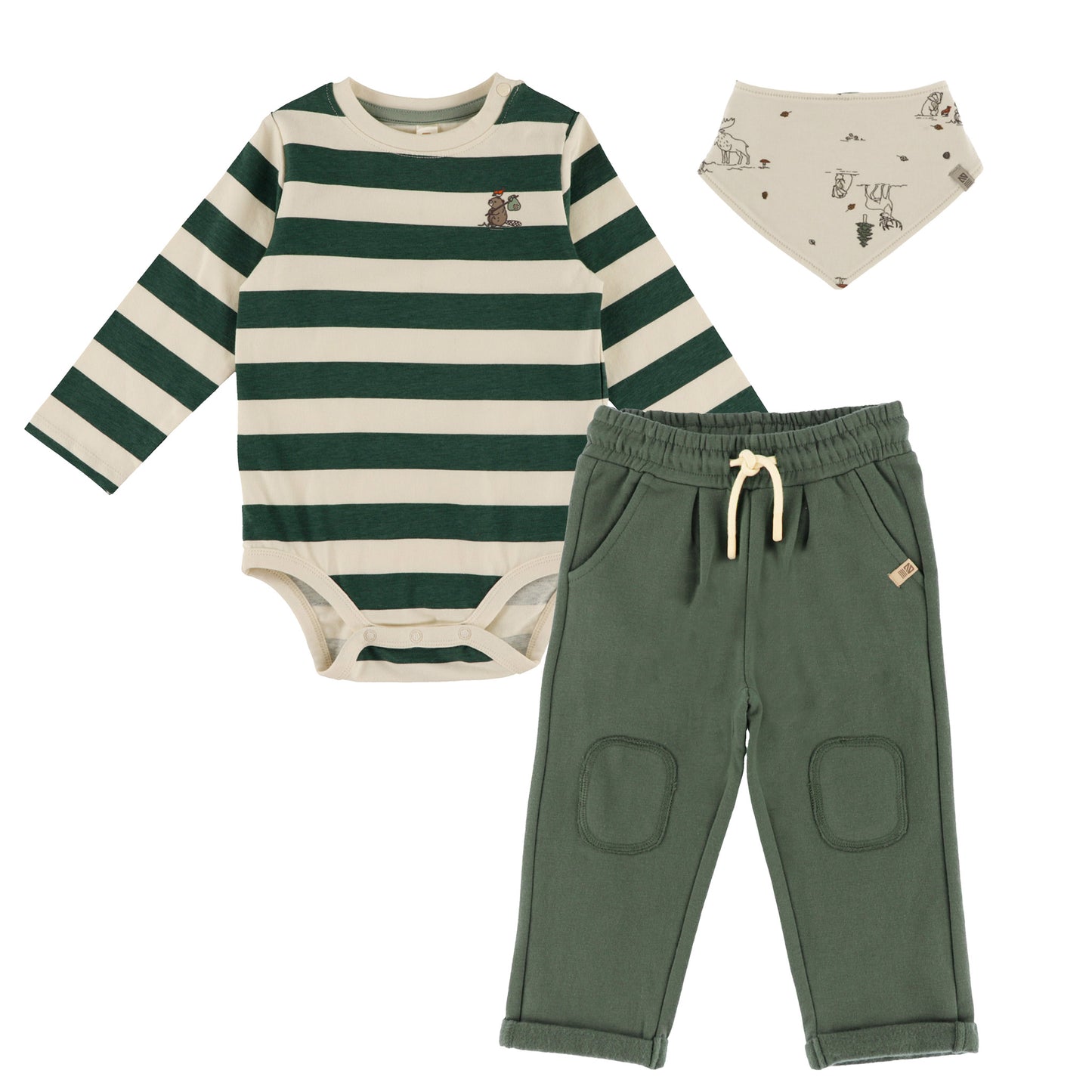 Ensemble cache-couche deux-pièces avec bavoir  Bébé Garcon Vert