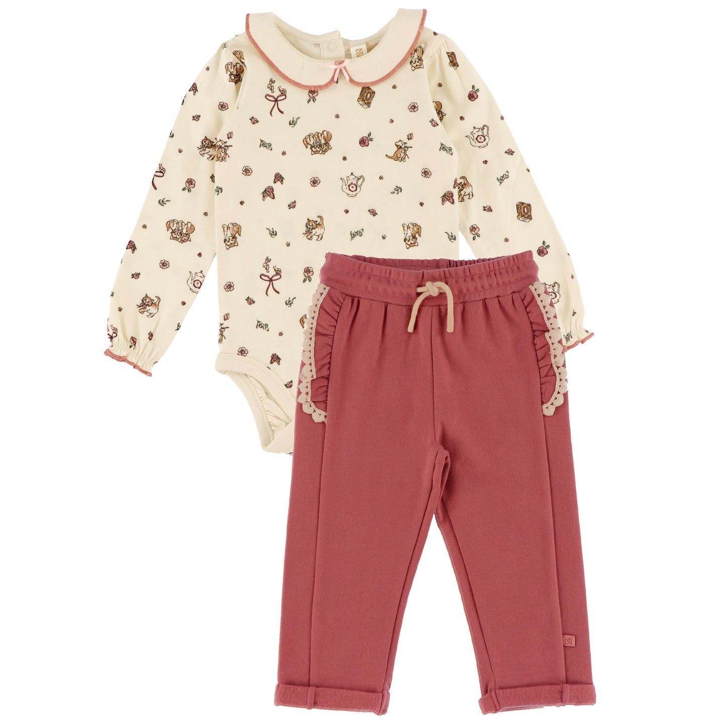 Ensemble cache-couche deux-pièces avec bandeau  Bébé Fille Ivoire