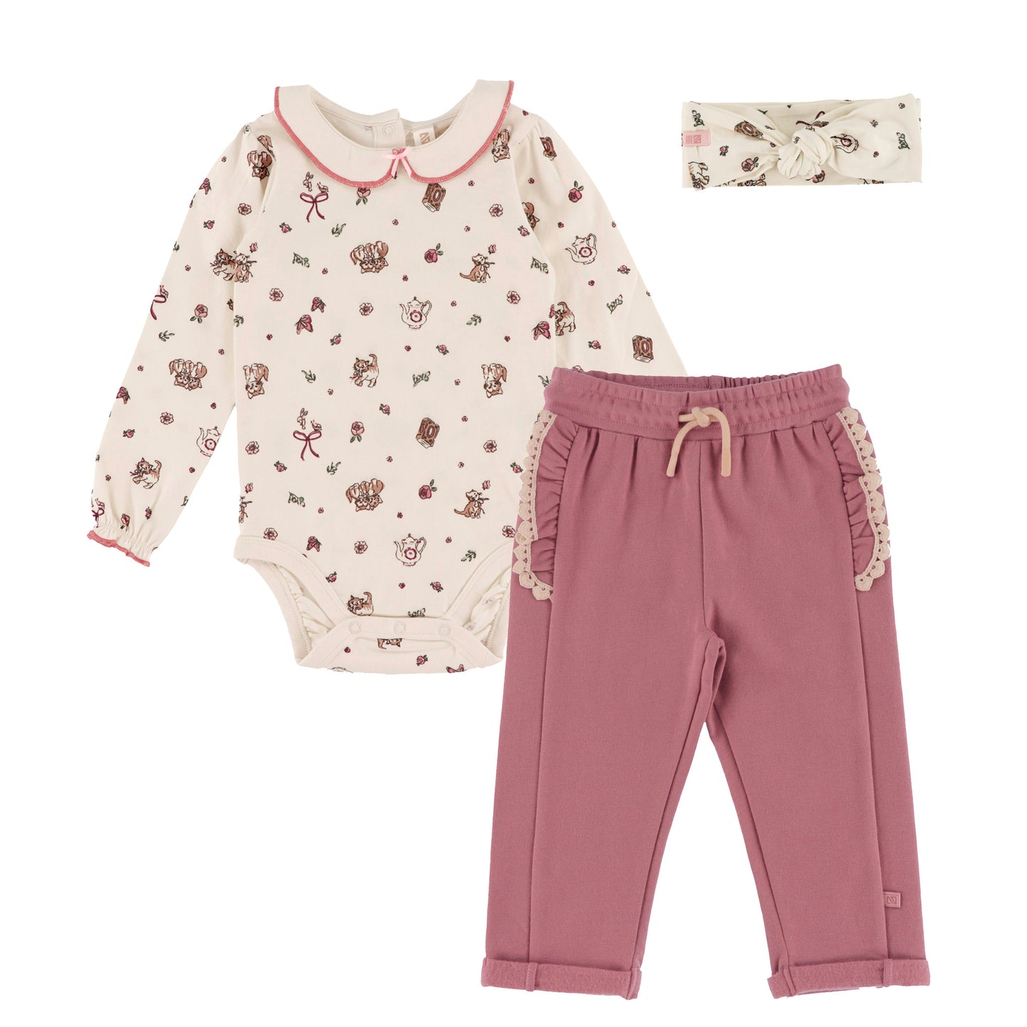 Ensemble cache-couche deux-pièces avec bandeau  Bébé Fille Ivoire