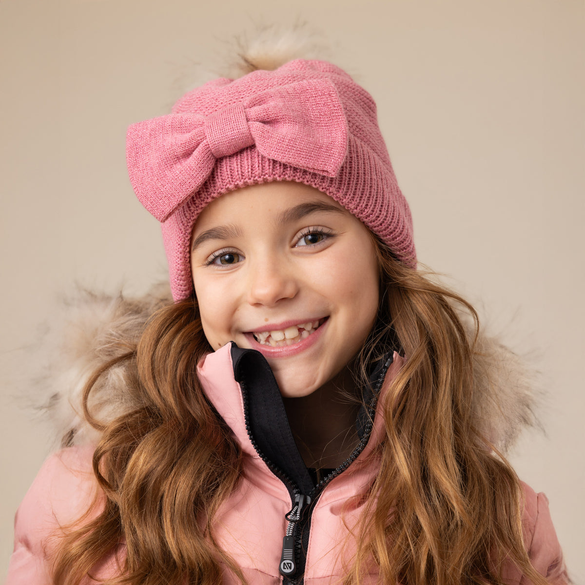 Tuque en tricot  Filles Rose