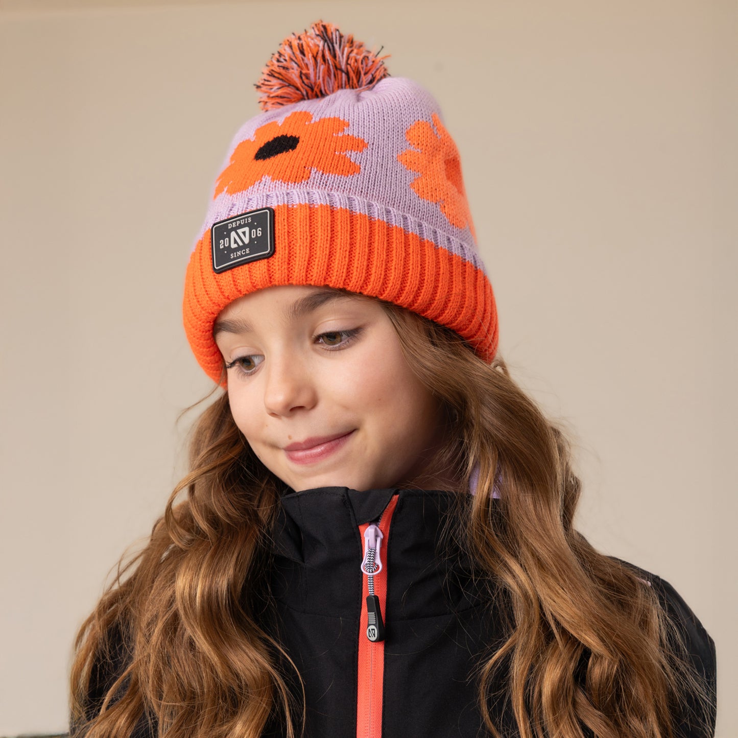 Tuque en tricot Julie Lilas