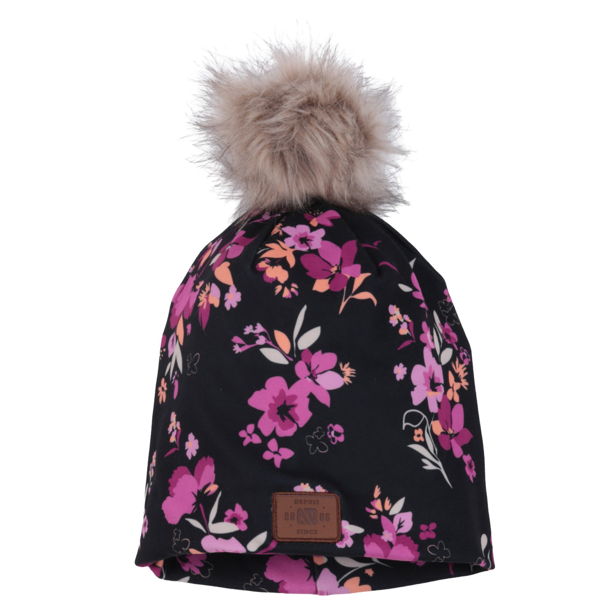 Tuque en jersey doublée en micropolaire Fleurs