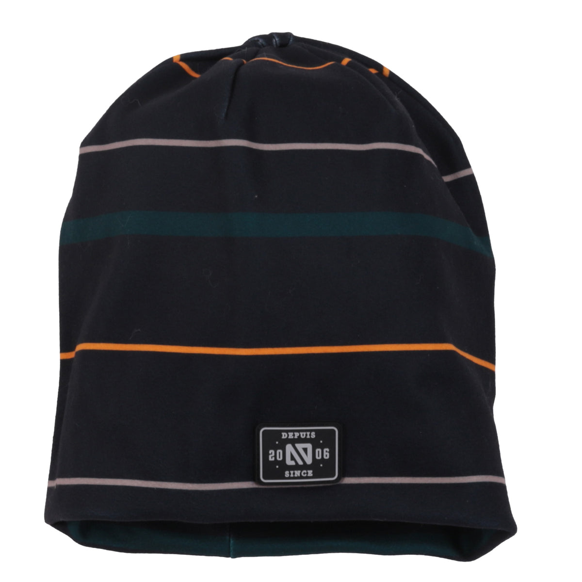 Tuque en jersey brossé doublée Noire rayée