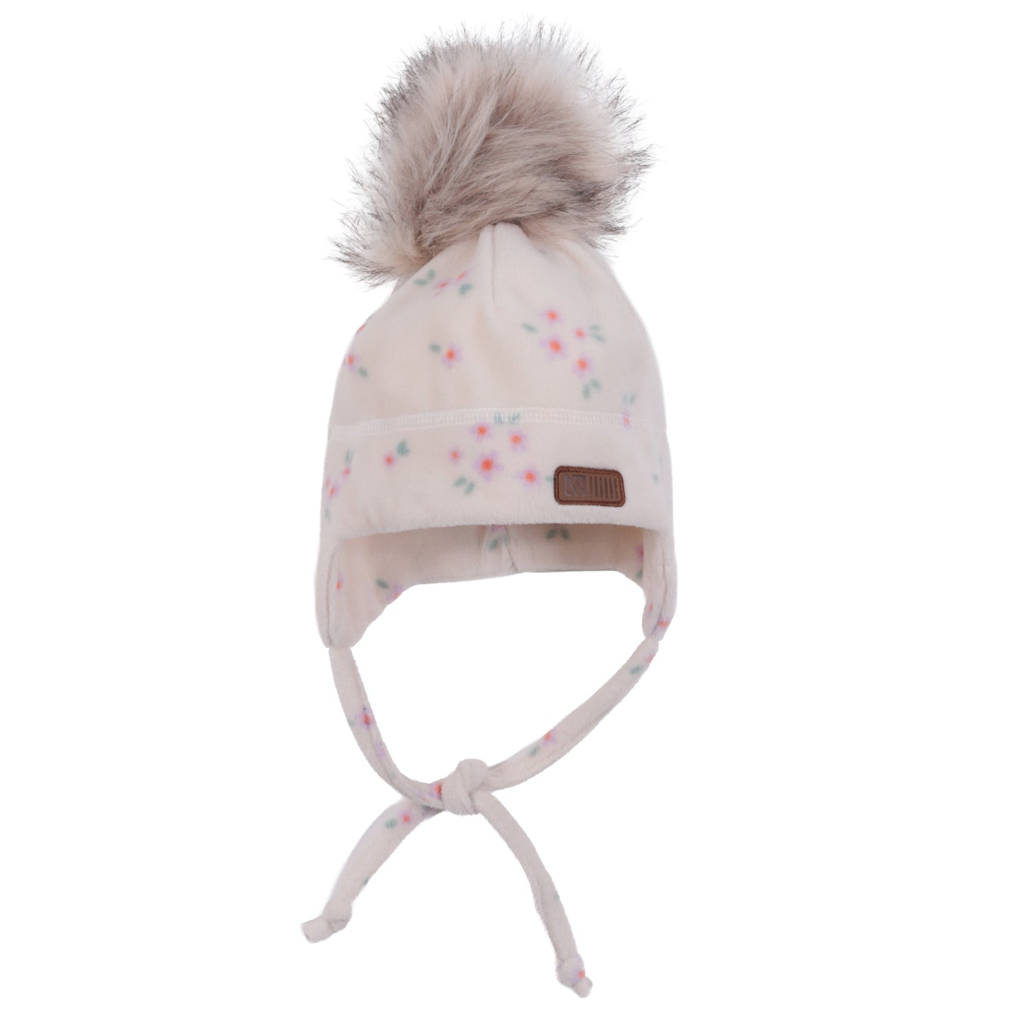 Tuque en micropolaire Ivoire Fleurs  Bébé
