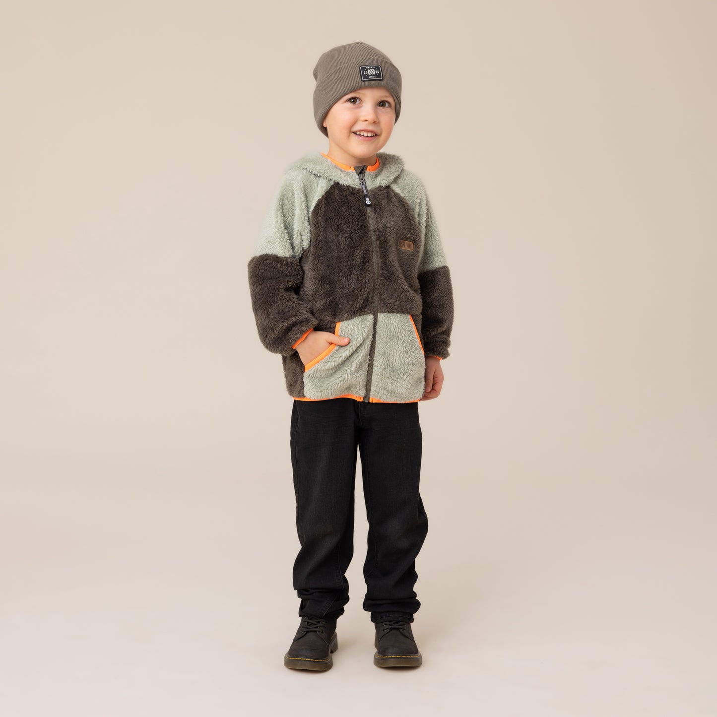 Veste à capuchon en Sherpa  Garçons Vert