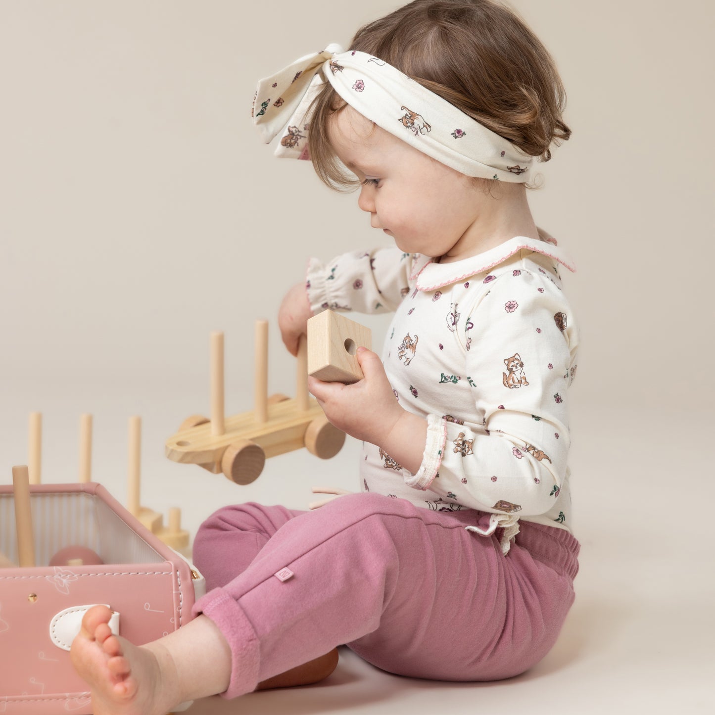 Ensemble cache-couche deux-pièces avec bandeau  Bébé Fille Ivoire