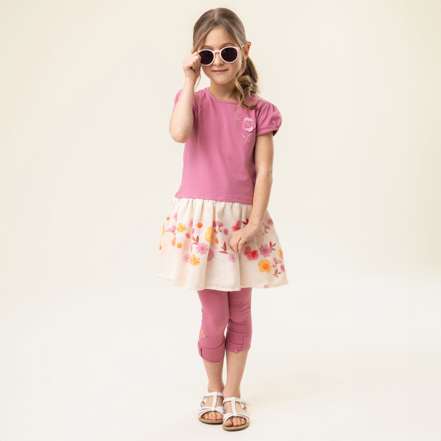 Legging 3/4  Filles Rose