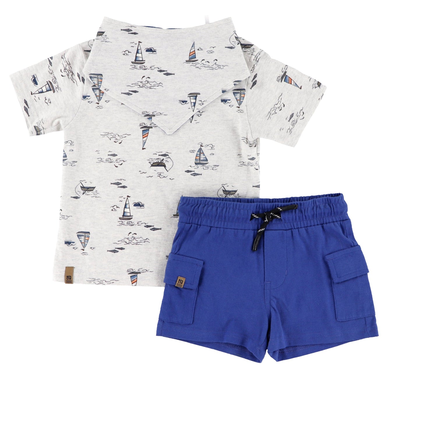 Ensemble T-Shirt deux-pièces avec bavoir réversible  Bébé Garcon Ivoire