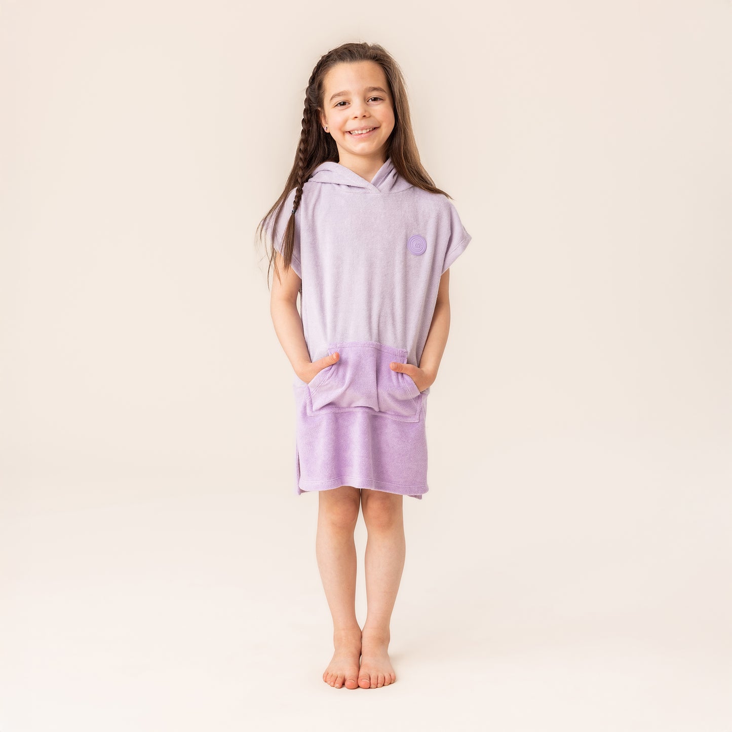 Girls Lilac Hooded Beach Poncho