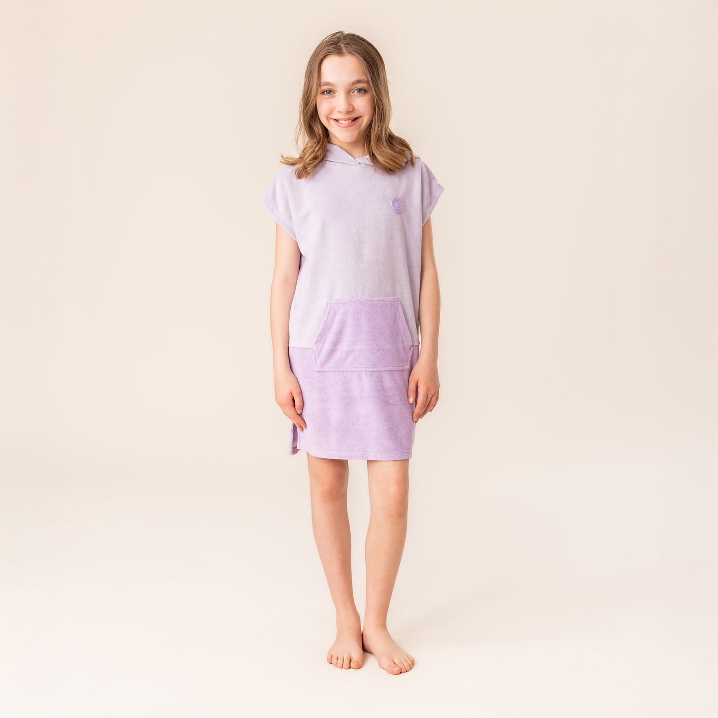 Girls Lilac Hooded Beach Poncho