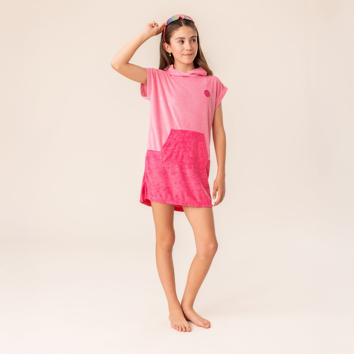Girls Pink Hooded Beach Poncho