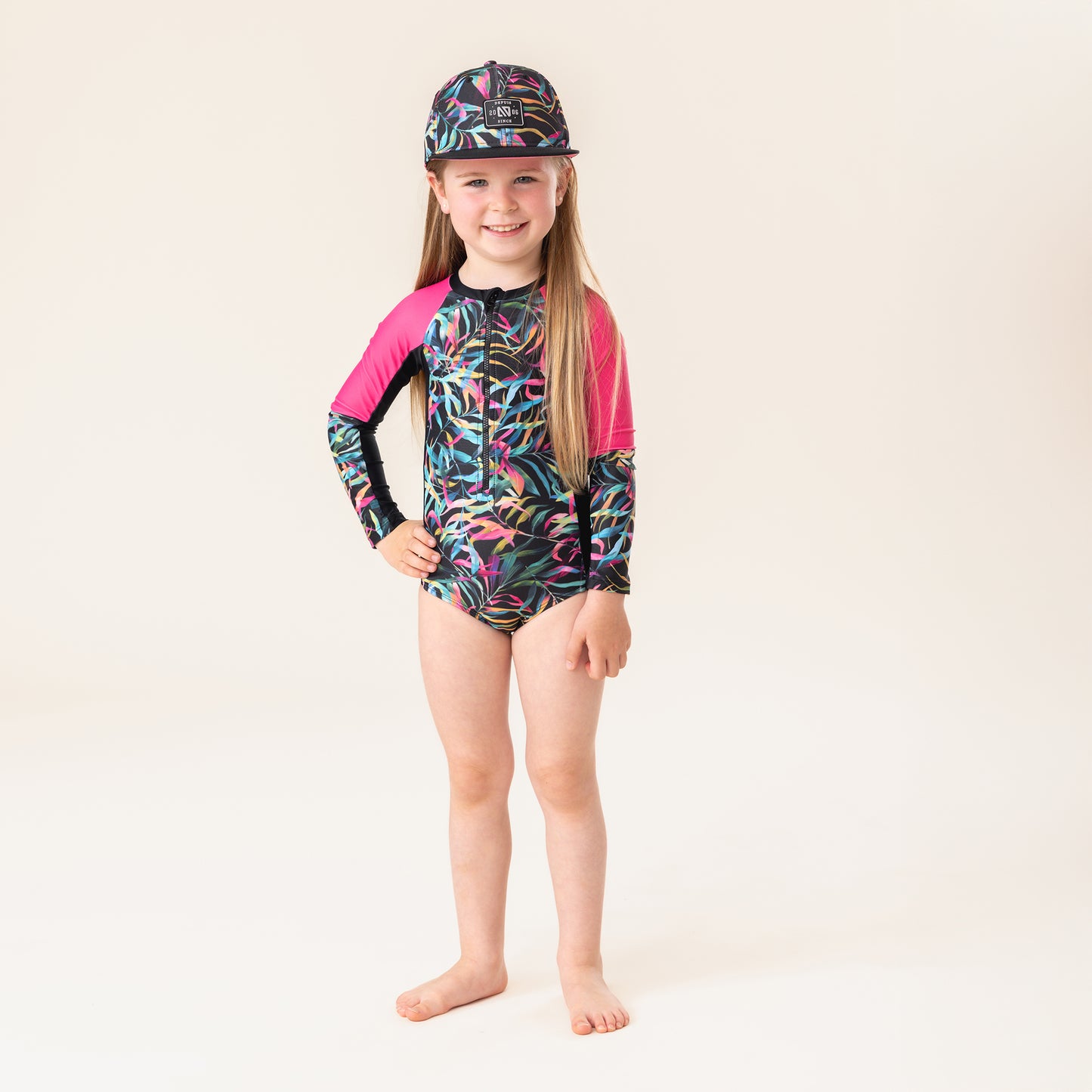 Girls' Black One-Piece UV Swimsuit