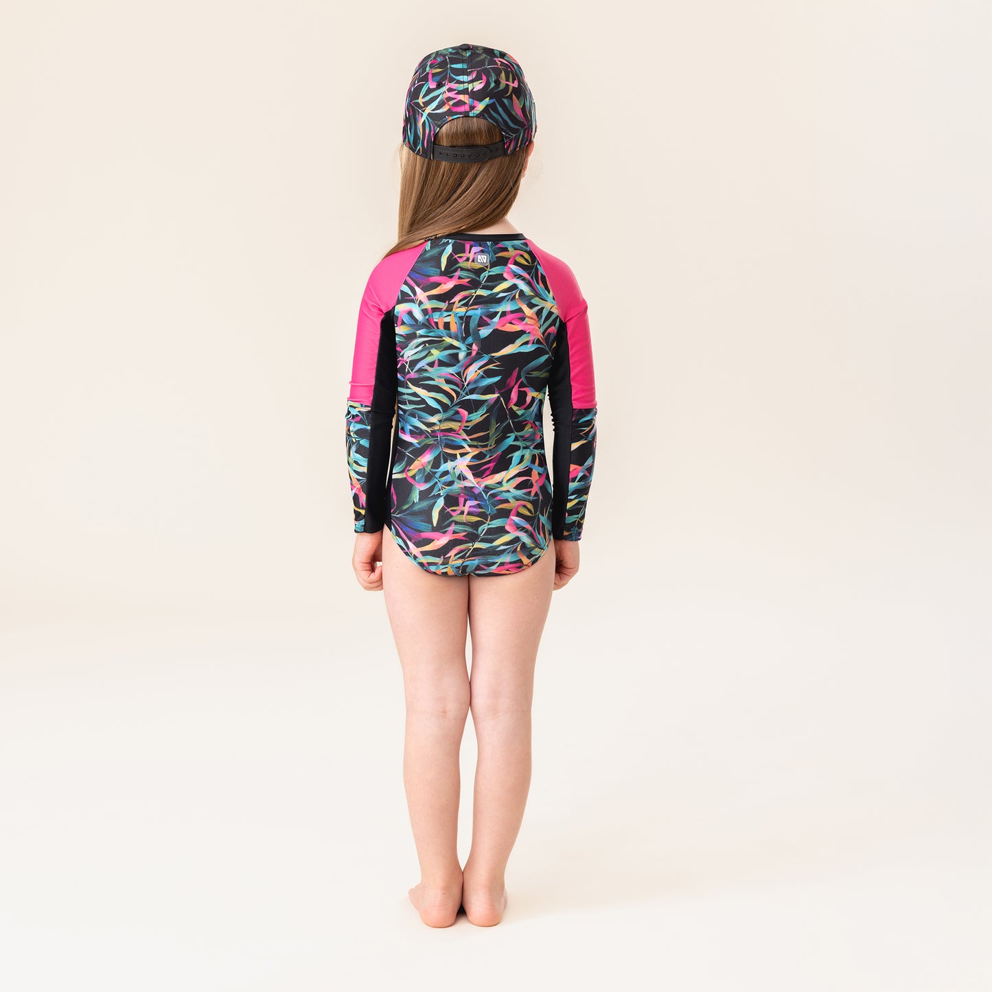 Girls' Black One-Piece UV Swimsuit