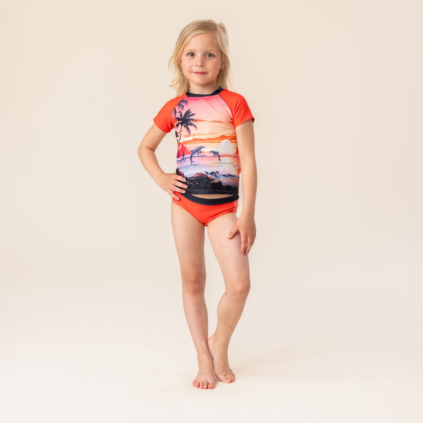 Girls' Two-Piece Coral UV Swimsuit