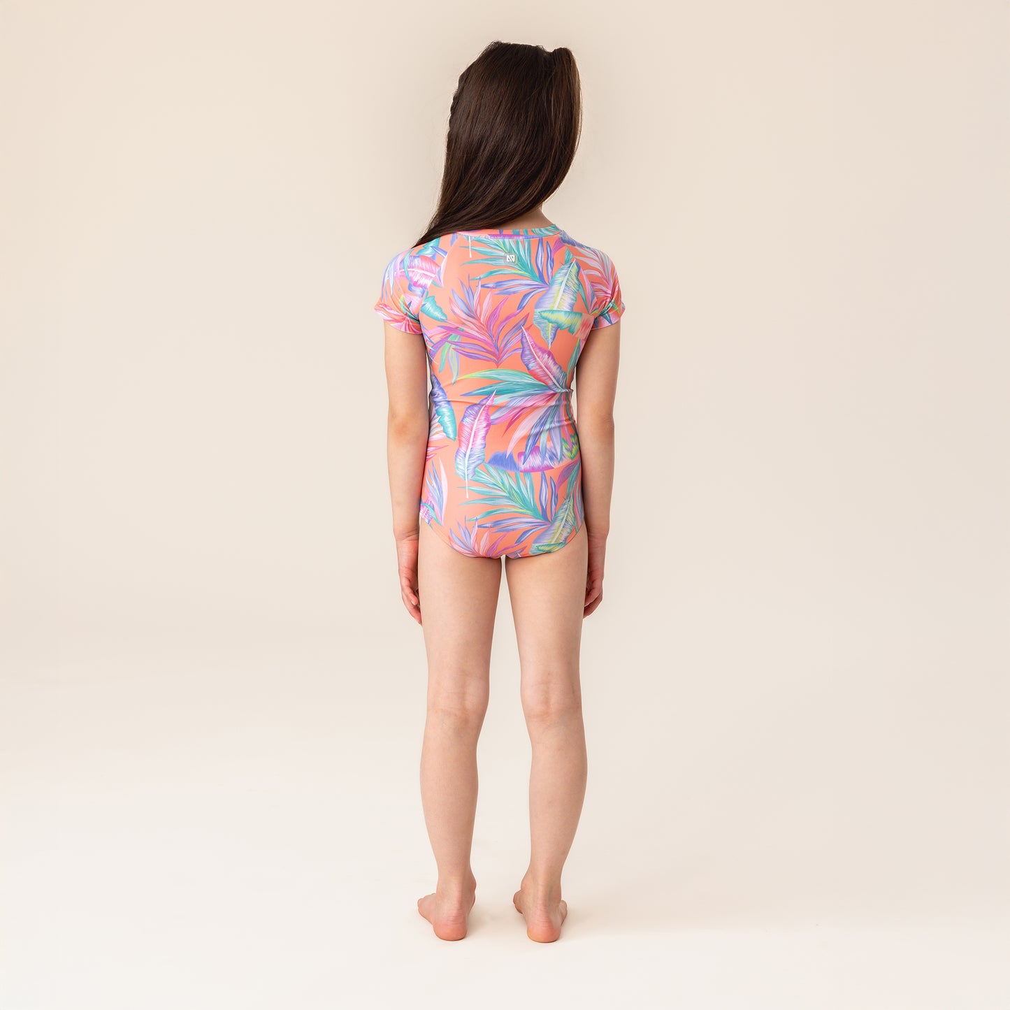 Girls' Coral One-Piece UV Swimsuit