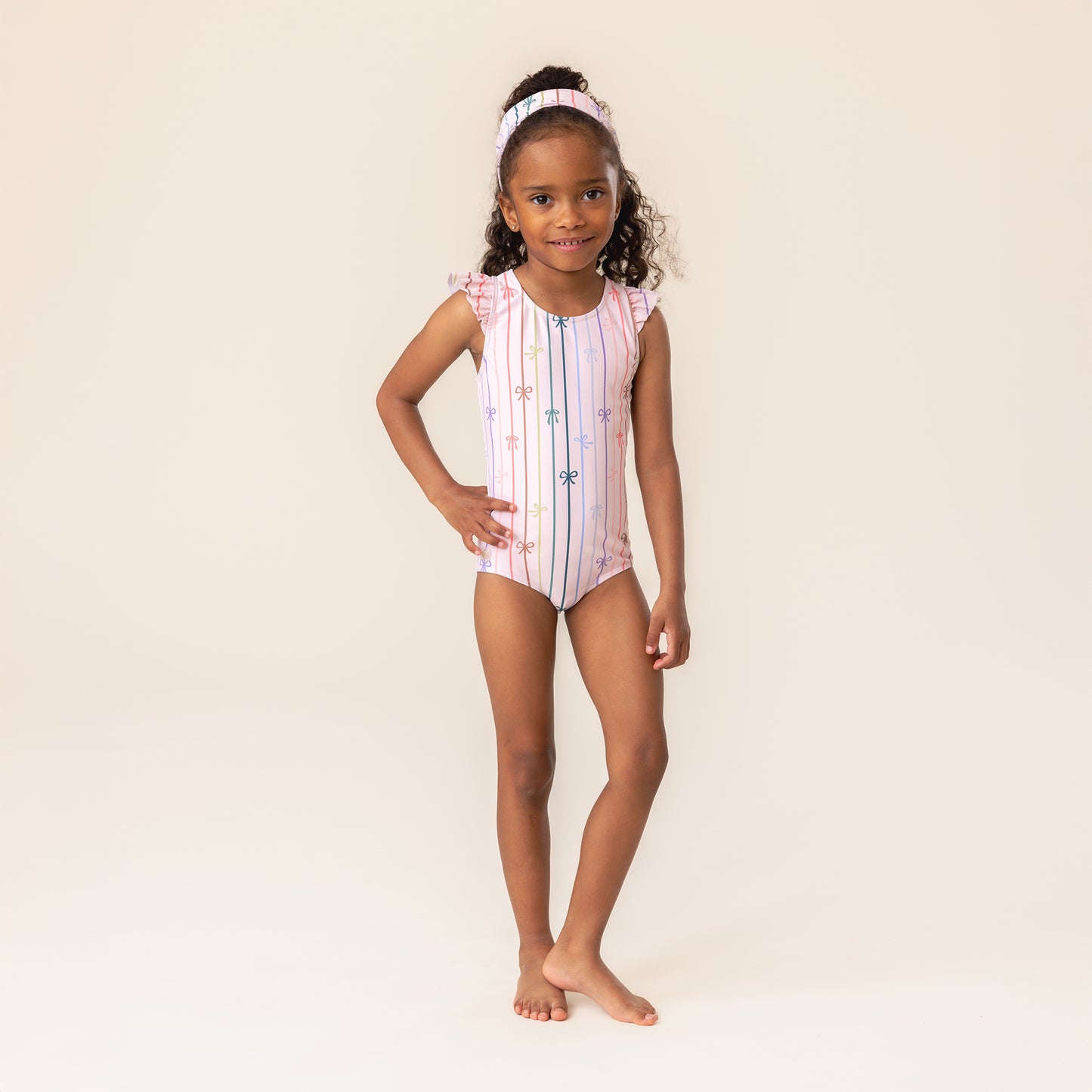 Girls' Ivory One-Piece UV Swimsuit