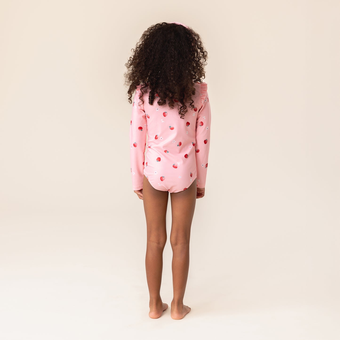 Girls' One-Piece UV Swimsuit - Pale Pink