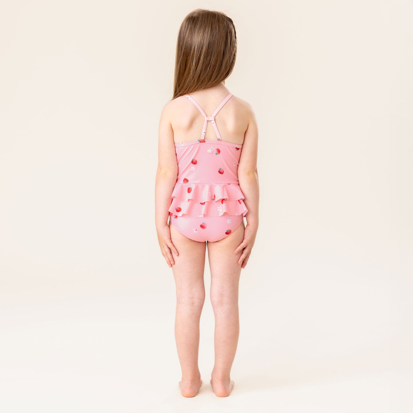 Girls' One-Piece UV Swimsuit - Pale Pink
