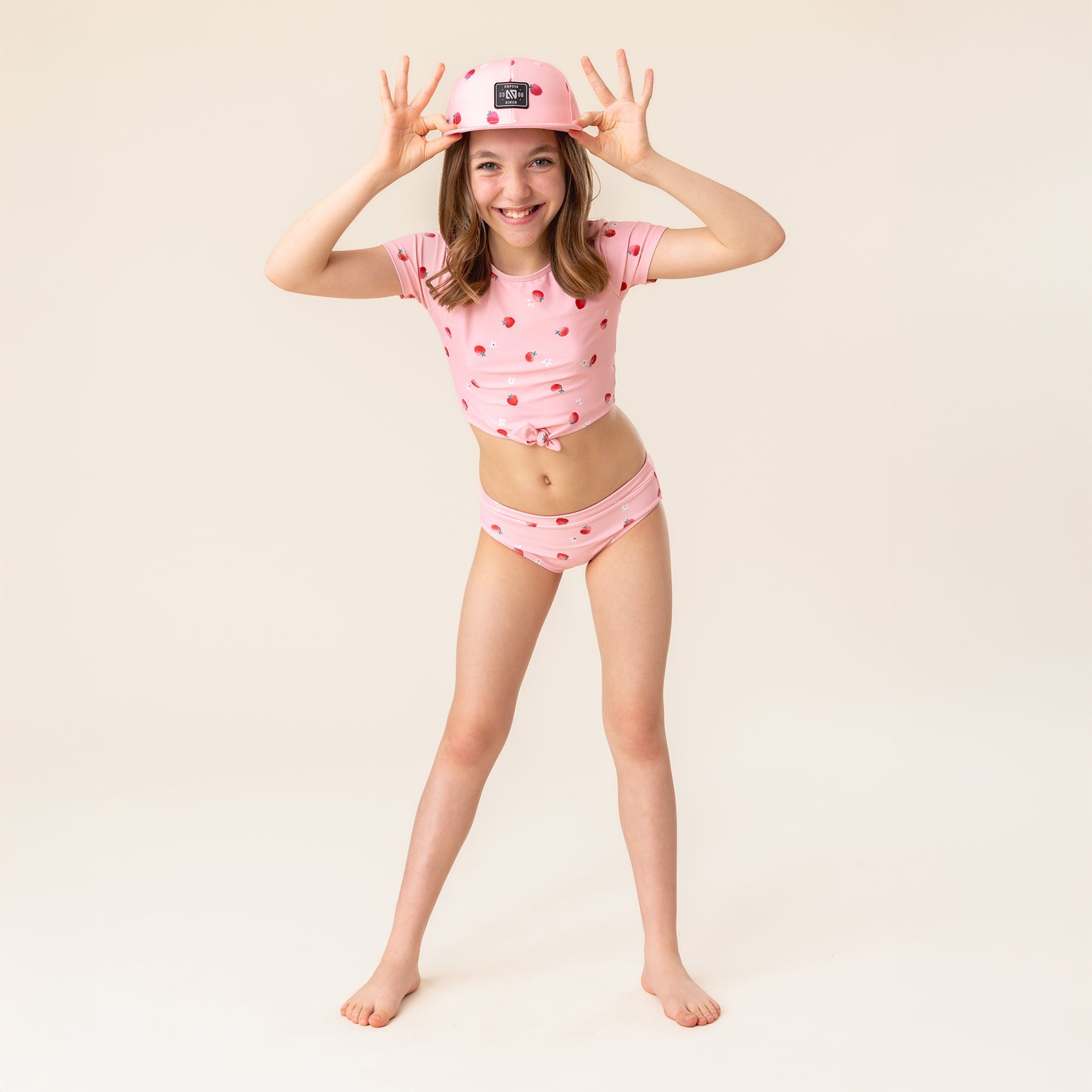 Girls' Two-Piece UV Swimsuit - Pale Pink