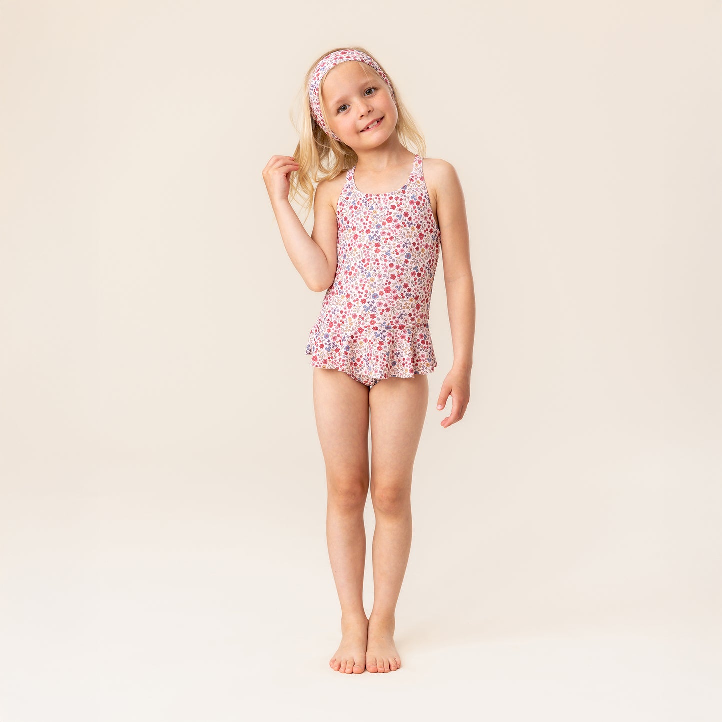 Girls' Ivory One-Piece UV Swimsuit