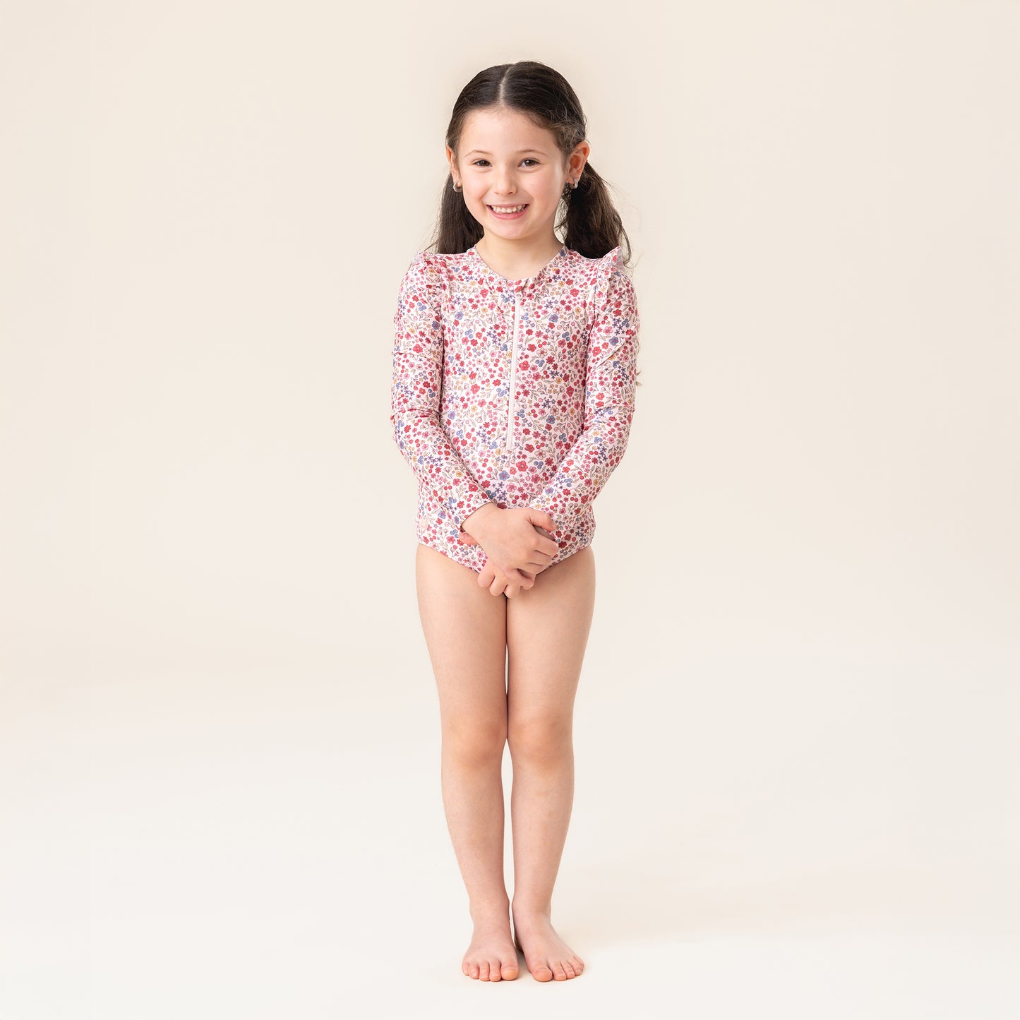 Girls' Ivory One-Piece UV Swimsuit