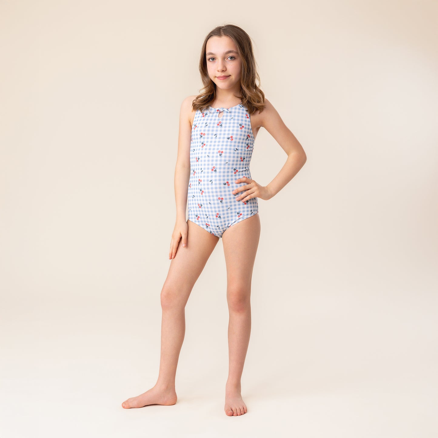 Girls' One-Piece UV Swimsuit - Pale Blue
