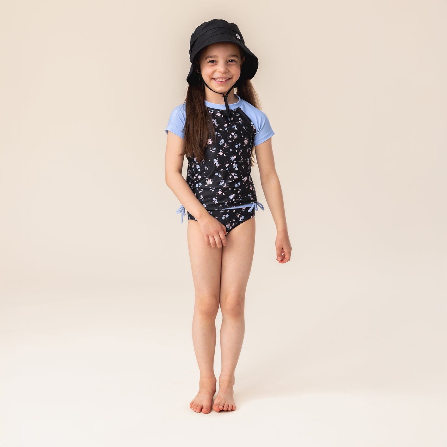 Girls' Black Two-Piece UV Swimsuit