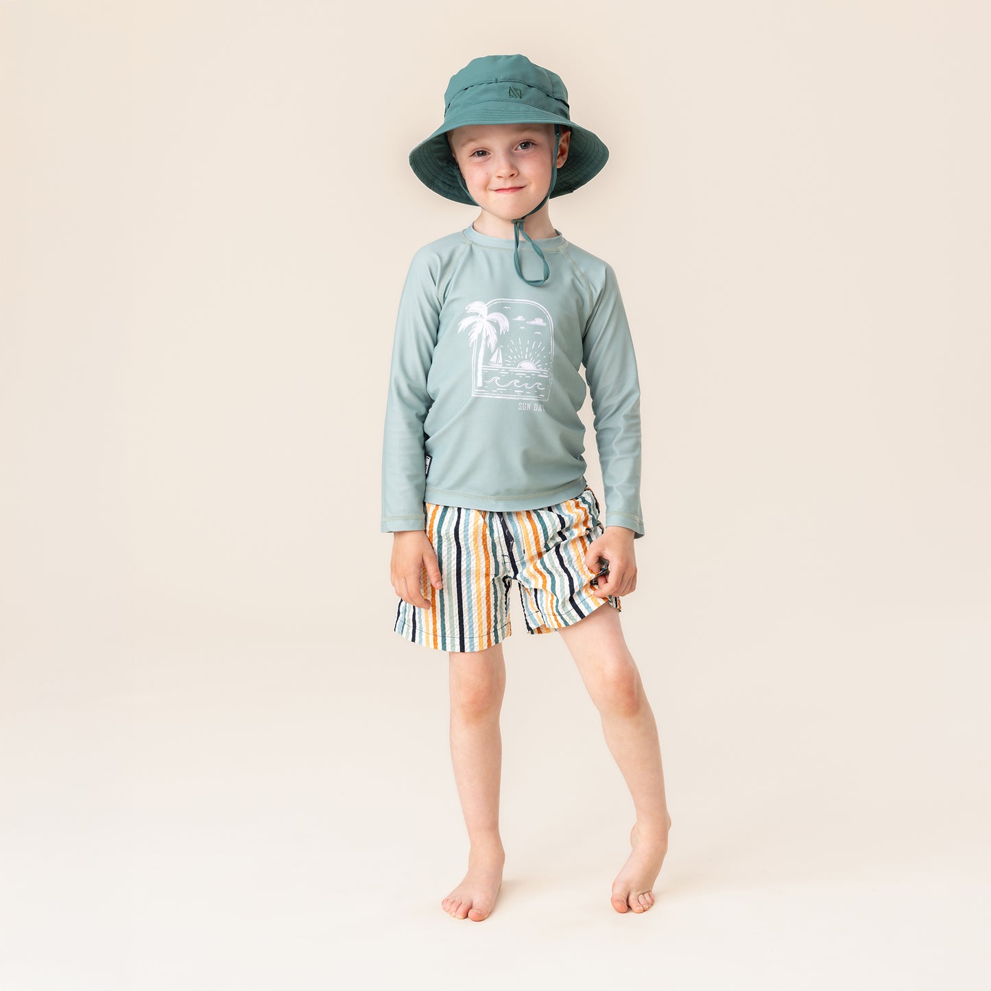 Boys Green UV Swimsuit T-shirt