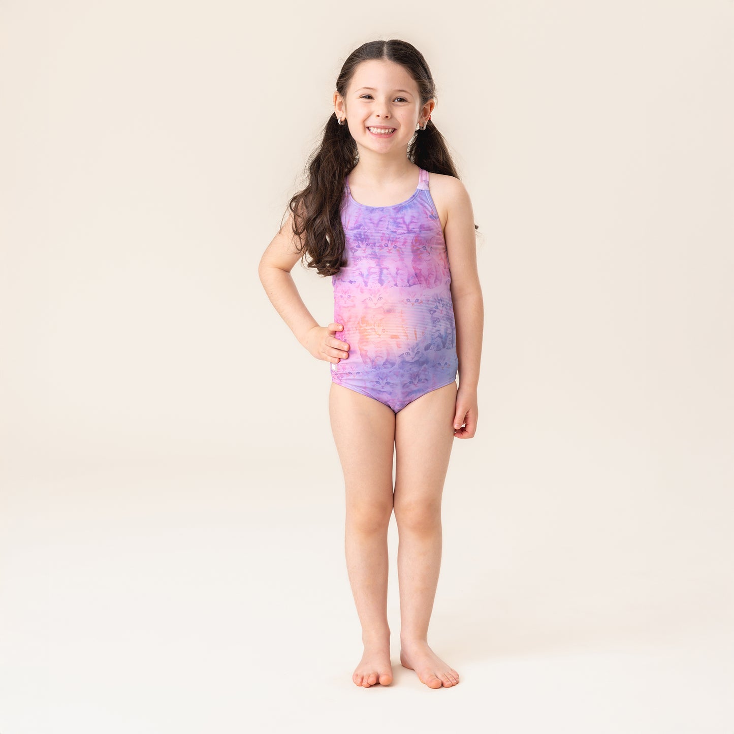 Girls' Lilac One-Piece UV Swimsuit