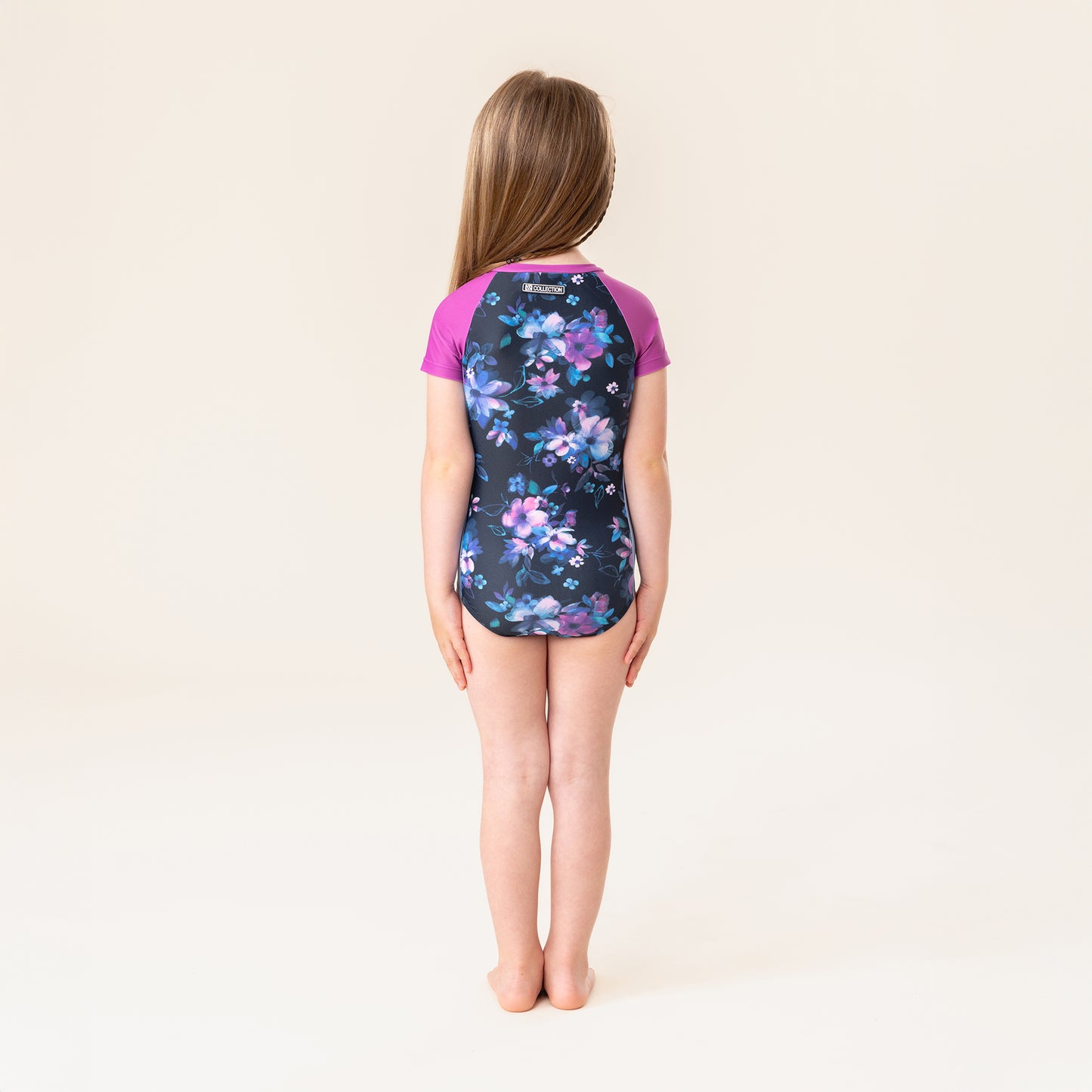 Girls' Navy One-Piece UV Swimsuit