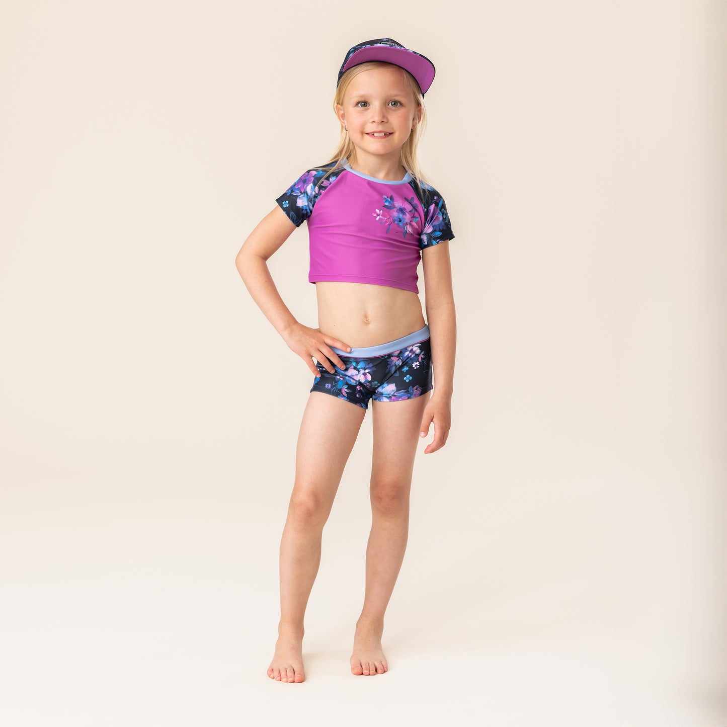 Girls' Two-Piece UV Swimsuit Purple