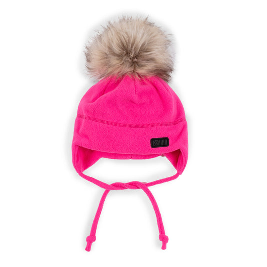 Tuque en micropolaire avec oreilles bébé Bébé Fille Fuchsia