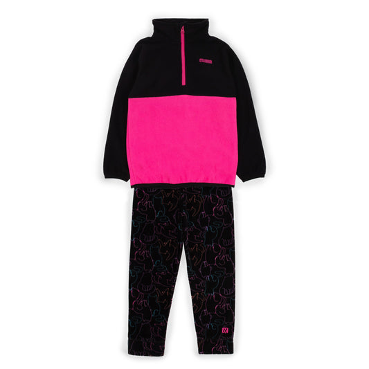 Couche de base deux pièces en micropolaire  Filles Fuchsia