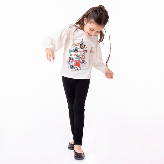 T-shirt manches longues  Filles Ivoire