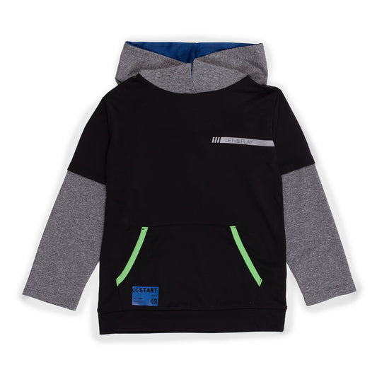 T-shirt athlétique manches longues et capuchon  Garçons Noir