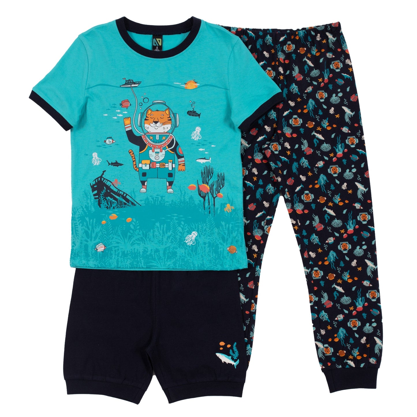 Pyjama trois-pièces bébé Bébé Garcon Turquoise
